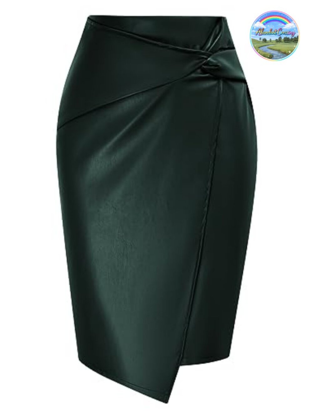 Faux Leather Midi Skirt High Waist Wrap Bodycon Pencil Office